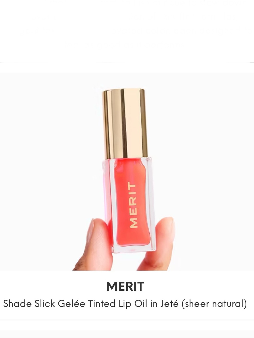 MERIT Shade Slick Gelée Tinted Lip Oil in Jeté (sheer natural)